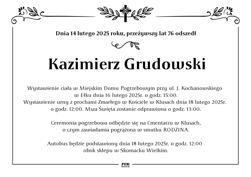 Kazimierz Grudowski - nekrolog